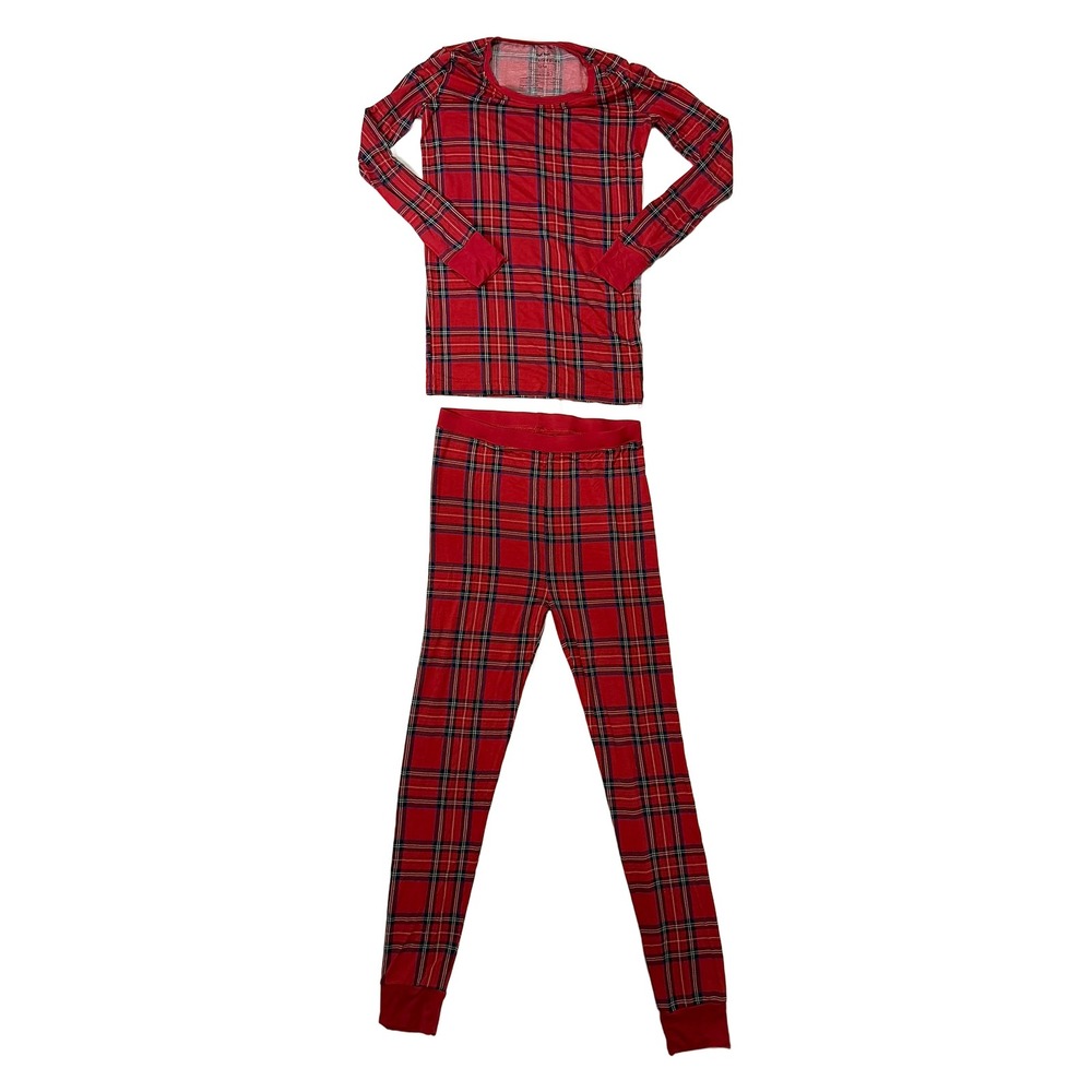 Little Sleepies Red Plaid Lunaluxe Bamboo Pajama Set Kids 12/14 Holiday Tartan